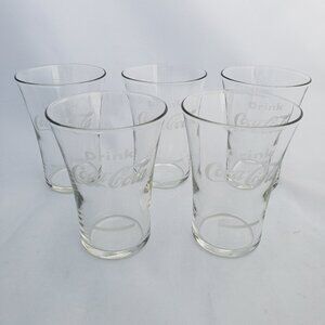 Drink Coca-Cola Glasses with Syrup Line Reproduction Set Of 5 Federal Glass Co.